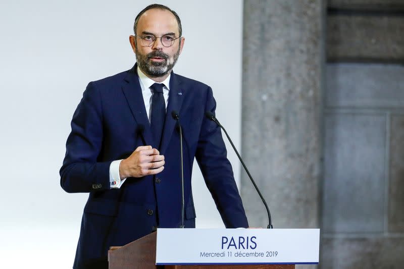 French Prime Minister Edouard Philippe unveils the details of a pensions reform plan before the CESE (Economic, Social and Environmental Council) in Paris