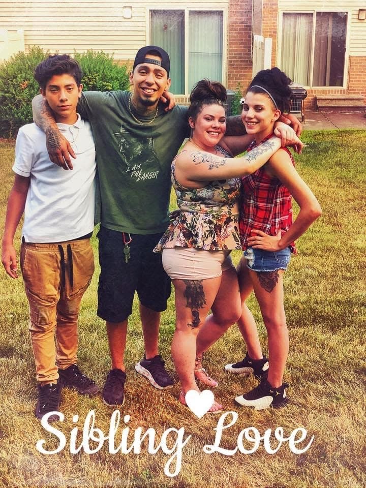 Keegan Jacko with his brother Zach, step sister Kayla, and sister Marissa. Many of Jacko's family still reside in Lansing. Jacko was born on the Wiikwemkoong First Nation reserve in Northern Ontario. He moved to Lansing at age 1.