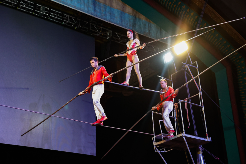 Carden International Circus high wire performers show feats of balance.