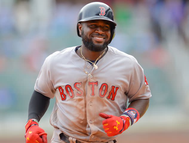 <p>Rich von Biberstein/Icon Sportswire/Getty</p> Brandon Phillips during the game between Atlanta and Boston on September 5th, 2018 at SunTrust Park in Atlanta, Georgia.