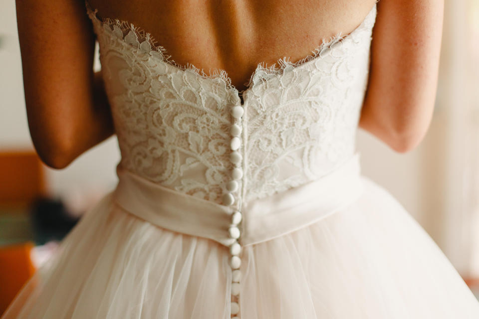 The back of a wedding dress