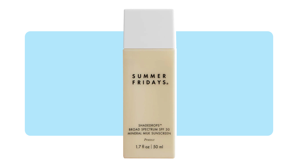 Protect your skin from the sun's rays with the Summer Fridays ShadeDrops Mineral Milk Sunscreen SPF 30.