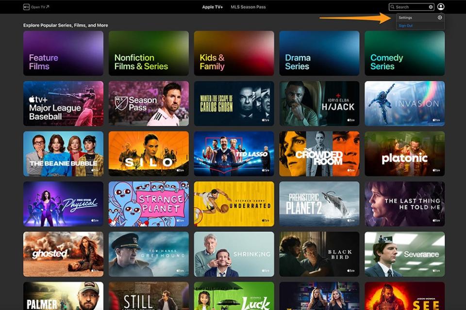 Screenshot of Apple TV app in a browser.