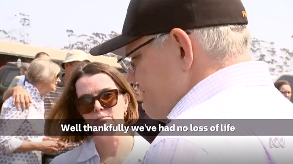 Scott Morrison is seen visiting with residents of Kangaroo Island on Wednesday. Source: The Today Show