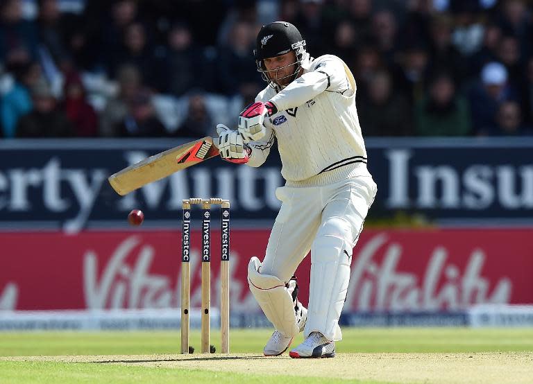 New Zealand's Brendon McCullum bats on the first day of the second Test match between England and New Zealand at Headingley in Leeds on May 29, 2015