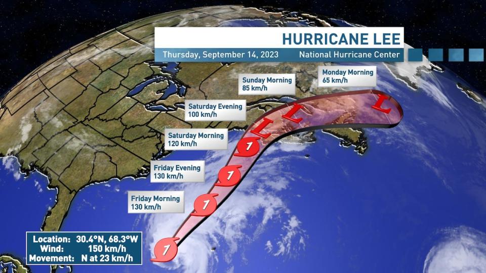 Hurricane Lee Sept 14, 2023 map