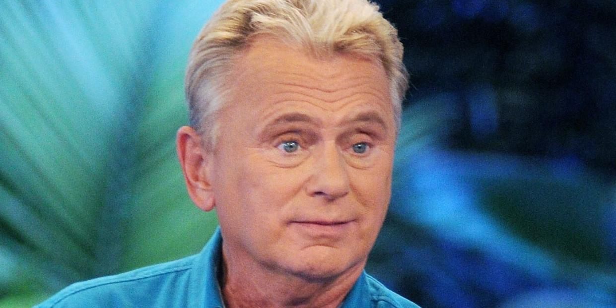 wheel of fortune host pat sajak attends a taping of the wheel of fortunes 35th anniversary