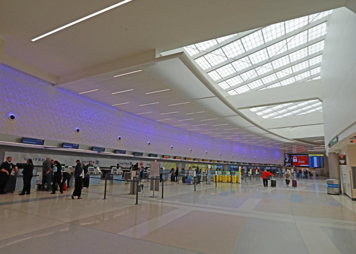 The main concourse at the John Glenn Columbus International Airport terminal.