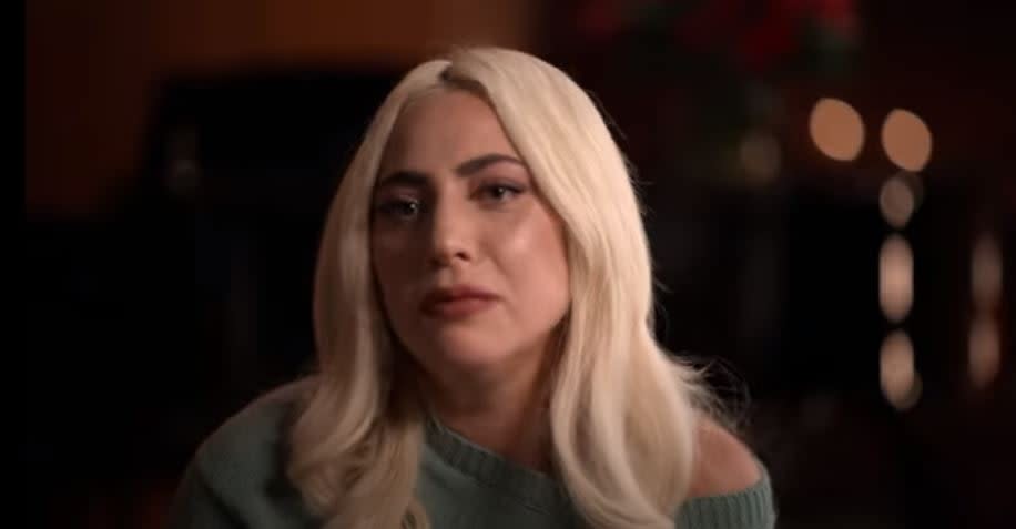 An emotional Lady Gaga also appears in the trailerApple TV