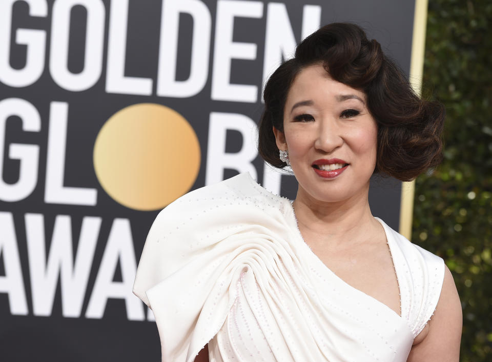 Sandra Oh arrives at the 76th annual Golden Globe Awards at the Beverly Hilton Hotel on Sunday, Jan. 6, 2019, in Beverly Hills, Calif. (Photo by Jordan Strauss/Invision/AP)