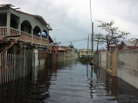 A flooded street is seen in the Juana Matos neighbourhood in Catano municipality after Hurricane Maria, southwest of San Juan, Puerto Rico on September 21, 2017. REUTERS/Dave Graham/Files