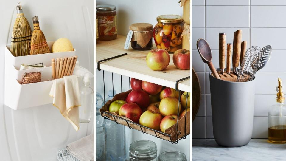 We found small kitchen storage ideas under $50 that'll kick the clutter out of your kitchen. (Photo: HuffPost Finds)