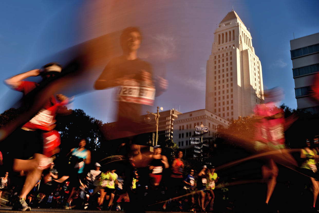 A suspicious time by a 70-year-old doctor prompted online outrage and ultimately his disqualification from the L.A. Marathon. (Getty)