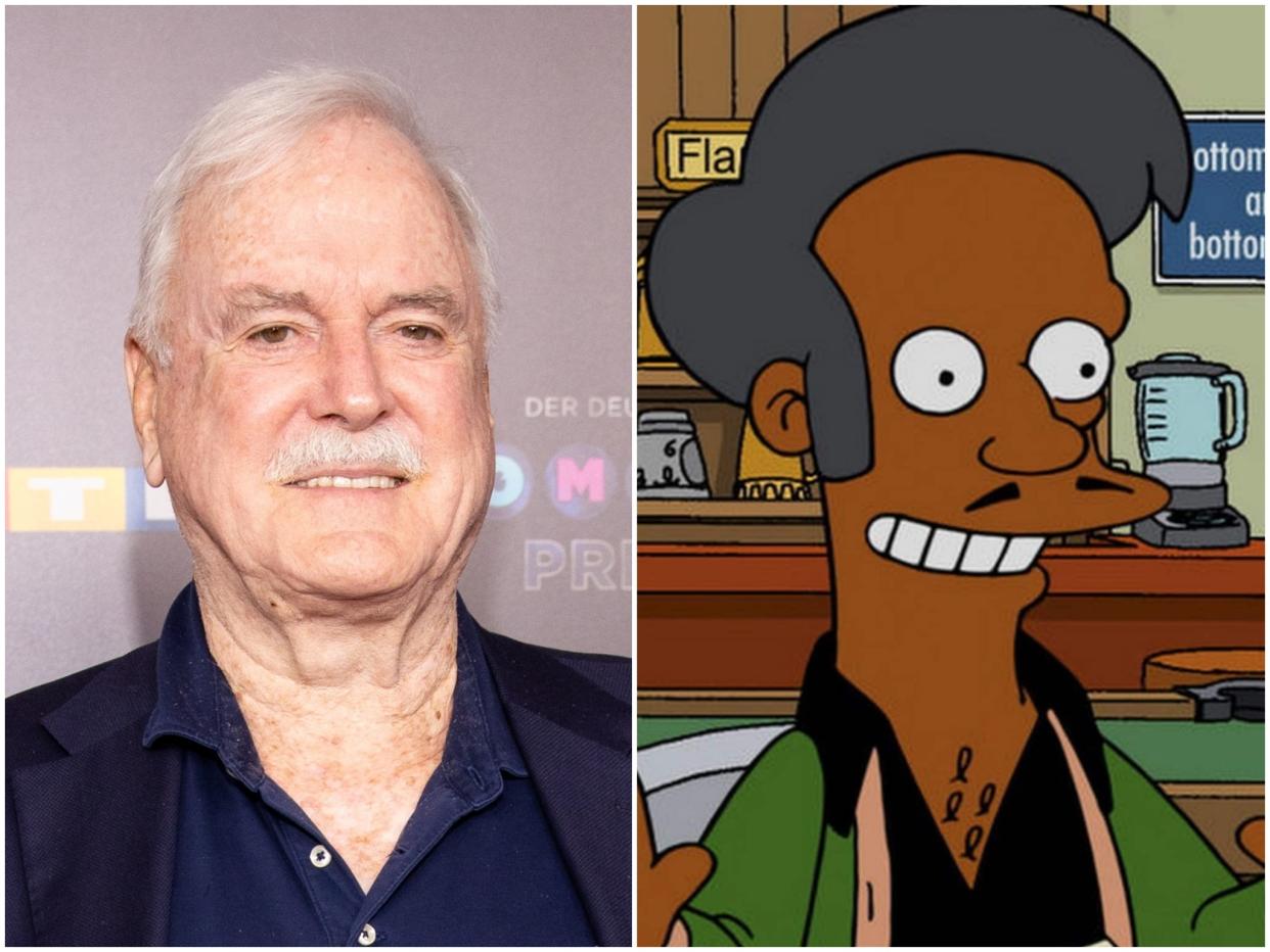 John Cleese and the Simpsons character Apu (Joshua Sammer/Getty Images/Fox)