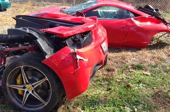 Ferrari snapped in half 