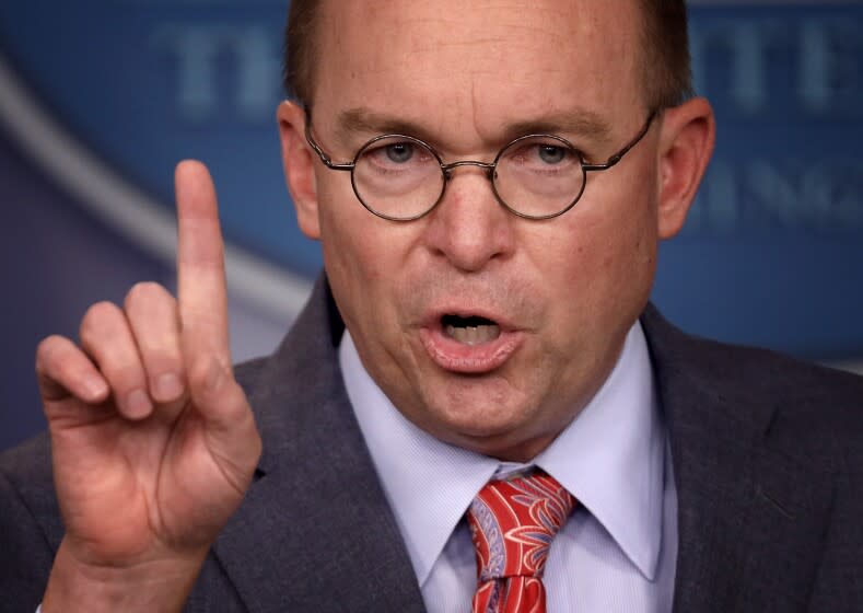 WASHINGTON, DC - OCTOBER 17: Acting White House Chief of Staff Mick Mulvaney answers questions during a briefing at the White House October 17, 2019 in Washington, DC. Mulvaney answered a range of questions relating to the issues surrounding the impeachment inquiry of U.S. President Donald Trump, and other issues during the briefing. (Photo by Win McNamee/Getty Images) ** OUTS - ELSENT, FPG, CM - OUTS * NM, PH, VA if sourced by CT, LA or MoD **
