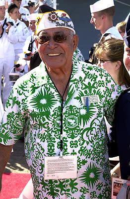 Pearl Harbor survivor Herb Weatherwell aboard The USS John C. Stennis at the Honolulu, Hawaii premiere of Touchstone Pictures' Pearl Harbor