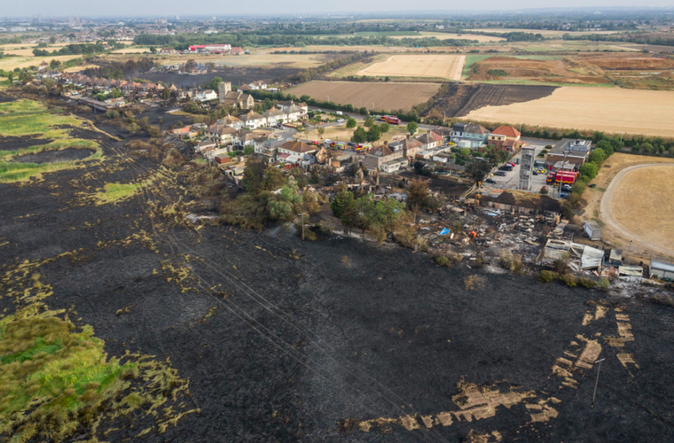 Grassland lays black following Tuesday's devastating fires. (SWNS)