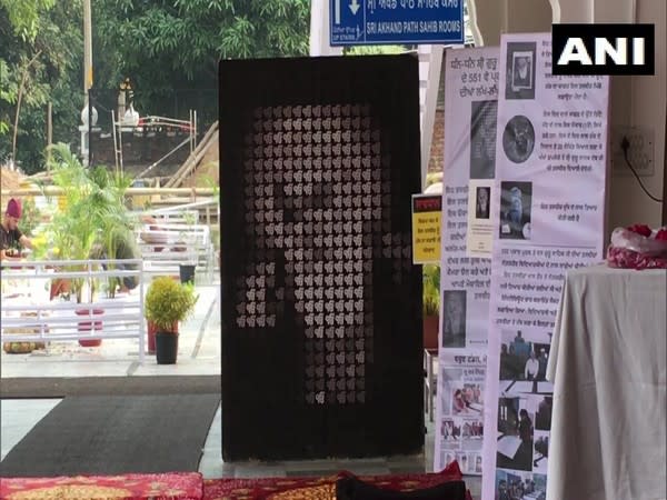 The artist created this 6 by 4 feet portrait of Sri Guru Nanak Dev ji using 1102 iron nails. [Photo/ANI]