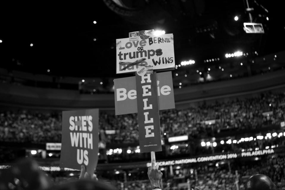 <p><b><b><b>DNC - Day 1</b></b></b></p><p>Signs at the Democratic National Convention Monday, July 25, 2016, in Philadelphia, PA. (Photo: Khue Bui for Yahoo News)</p>