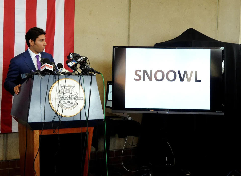 Fall River Mayor Jasiel Correia II talks about SnoOwl and his side of the indictment in this Herald News file photo from his Oct. 16, 2018 press conference.