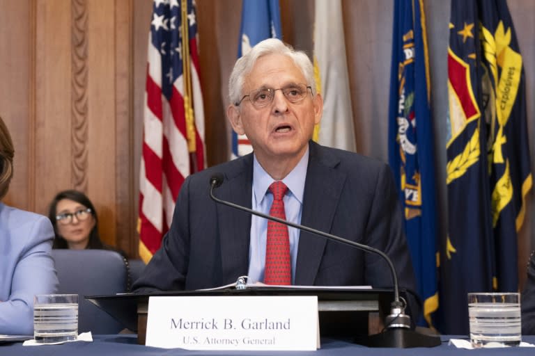 US Attorney General Merrick Garland, seen here at a meeting of an election task force, condemned increasingly dangerous threats to Justice Department employees (ROBERTO SCHMIDT)