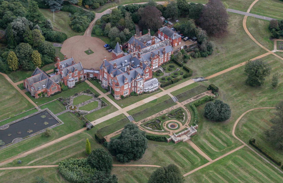 BAGSHOT, UNITED KINGDOM - JUNE 09 Aerial view of Bagshot Park the Royal residence of Prince Edward, Earl of Wessex and Sophie, Countess of Wessex on June 09, 2009. This brick and stone tudor style building was rebuilt on the instruction of Queen Victoria in 1879. (Photograph by David Goddard Getty Images)