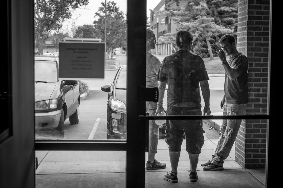 <p>Chris Carroll, a recovering heroin addict, attends group therapy at Groups in Middletown, Ohio.<br> Photo by Mary F. Calvert </p>