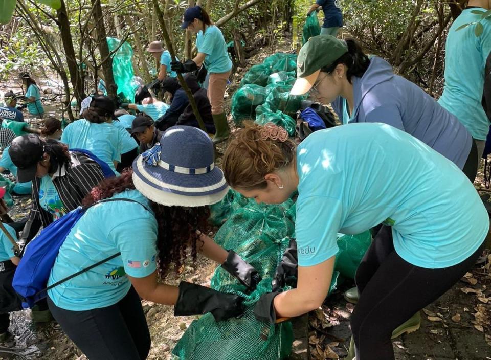 Abby Finkenauer, special envoy for the State Department's Global Youth Issues Office, participates in a mangrove cleanup in Indonesia during the Young Southeast Asian Leaders Initiative Women’s Leadership Academy in May 2023.