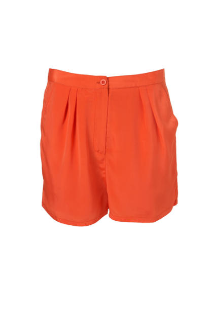 Topshop tangerine pleat shorts