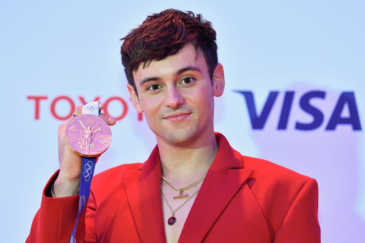 British olympic athlete and gold medallist Tom Daley poses at the Team GB Ball 2021 (AFP via Getty Images)