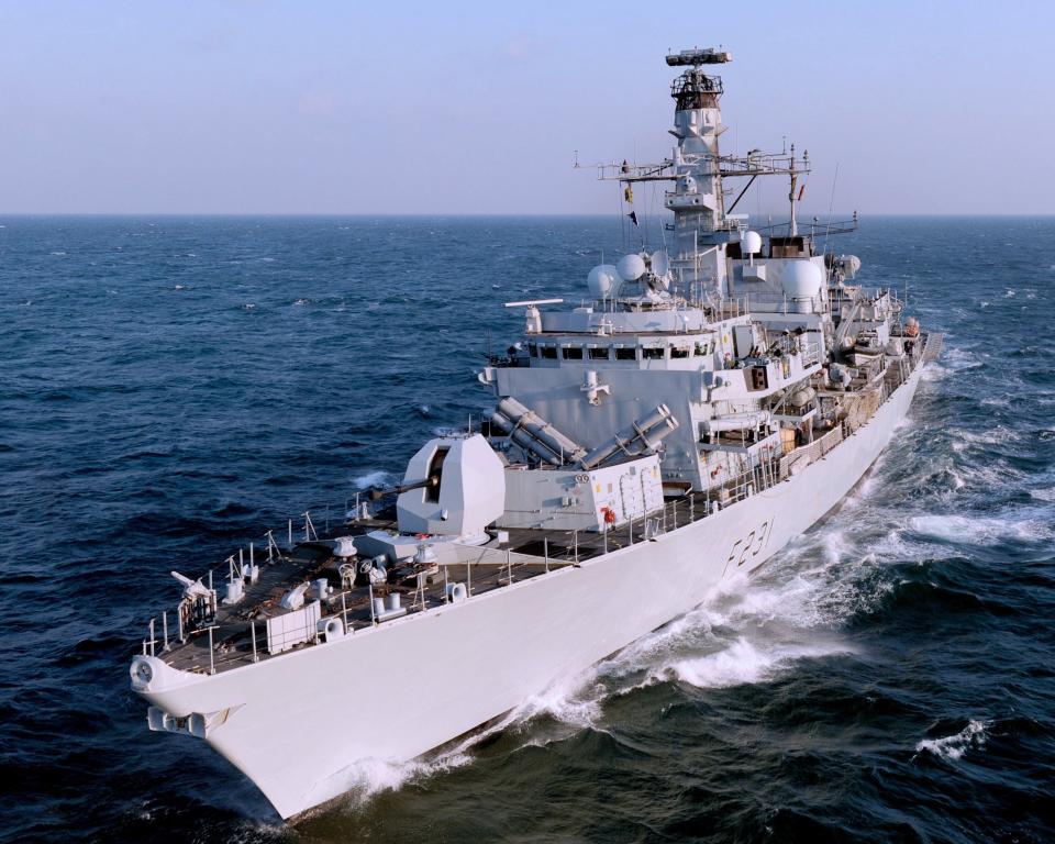 Royal Navy Type 23 frigate HMS <em>Argyll</em> is pictured at the end of Exercise Goalkeeper in the Middle East. <em>U.K. Ministry of Defense</em>