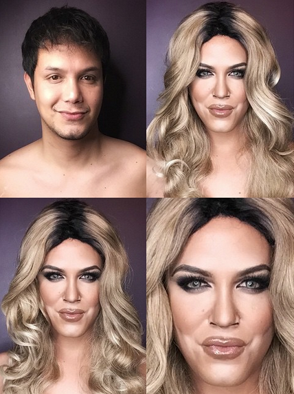 Makeup artist Paolo Ballesteros transforms himself into Khloe Kardashian.