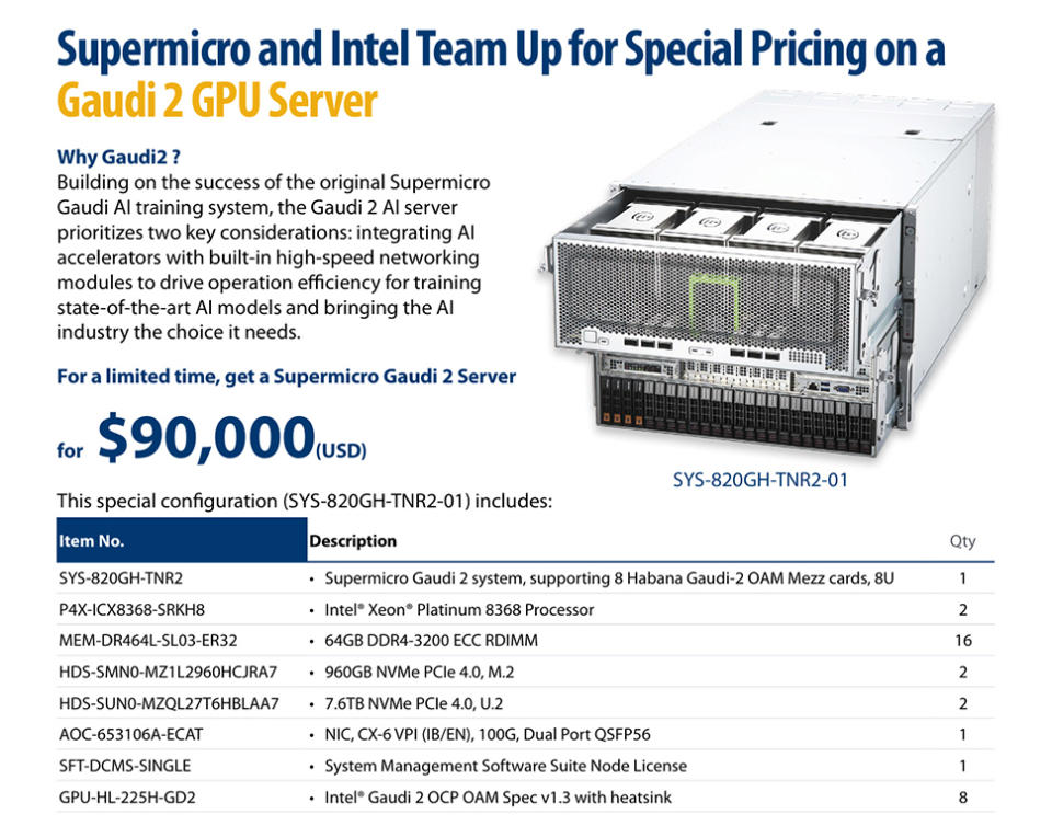 Supermicro Gaudi 2 server offer