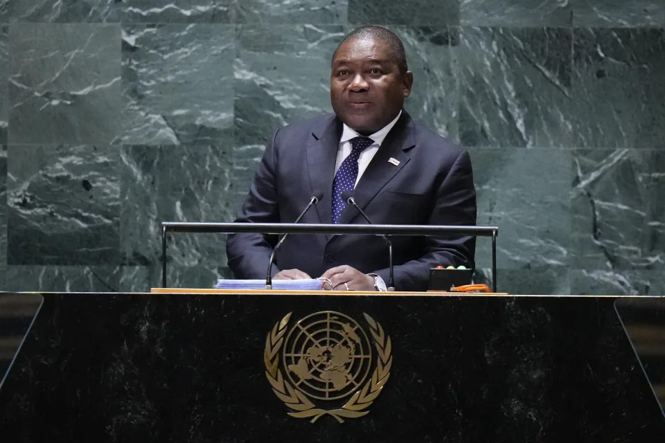 Filipe Jacinto Nyusi, President of Mozambique, addresses the 78th session of the United Nations General Assembly, Tuesday, Sept. 19, 2023, at U.N. headquarters. (AP Photo/Frank Franklin II)