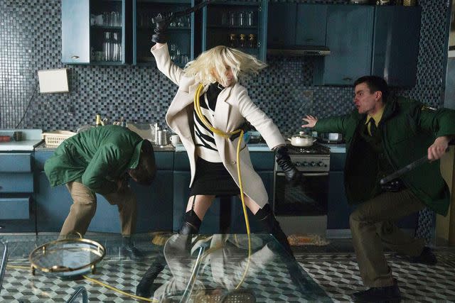 <p>Jonathan Prime/Focus Features/courtesy Everett</p> Charlize Theron in "Atomic Blonde"