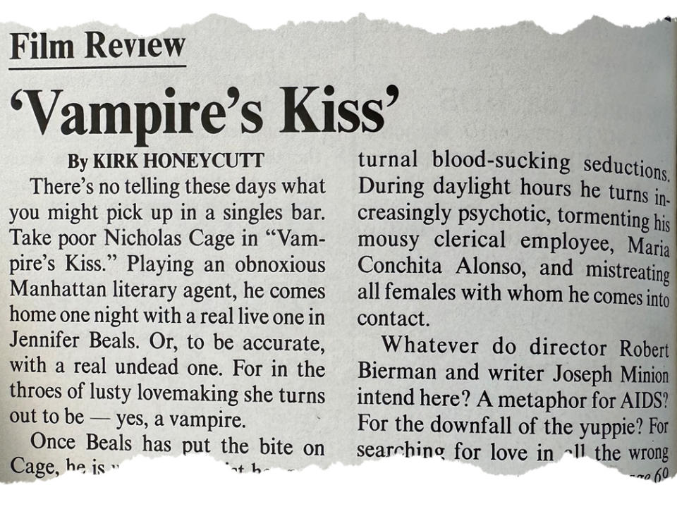 'Vampire's Kiss' original review in The Hollywood Reporter in 1989