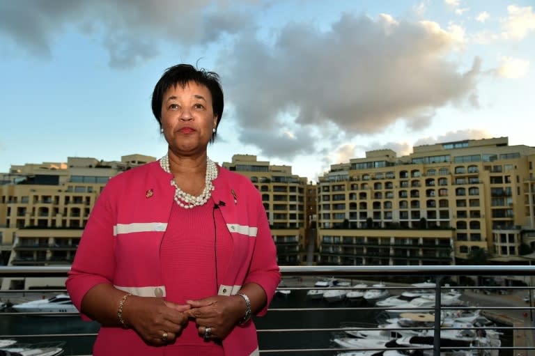 British lawyer Patricia Scotland, Baroness Scotland of Asthal, poses for a photo in St. Julian, Malta, on November 28, 2015