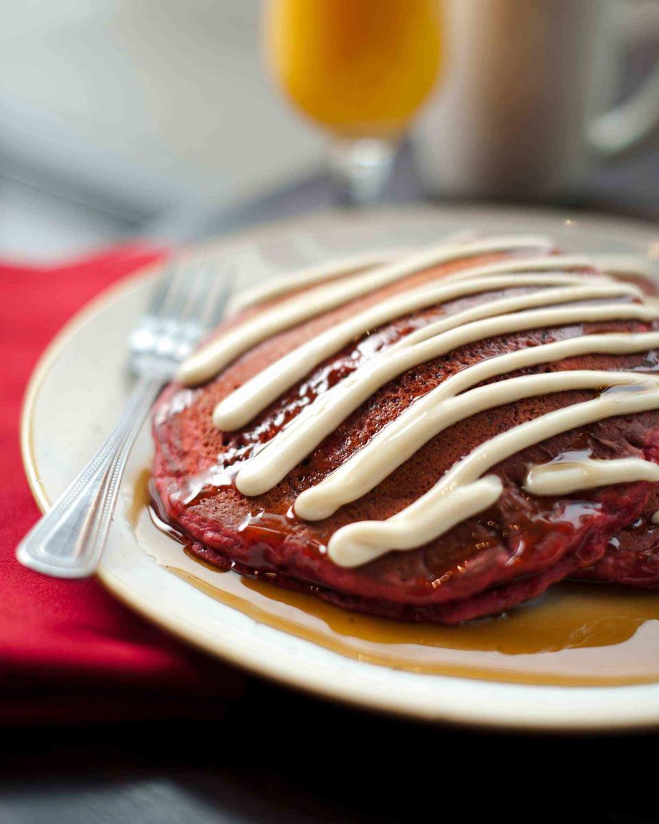 <p>Tate Carlson / Alamy Stock Photo</p> Pancakes made from cake mix batter