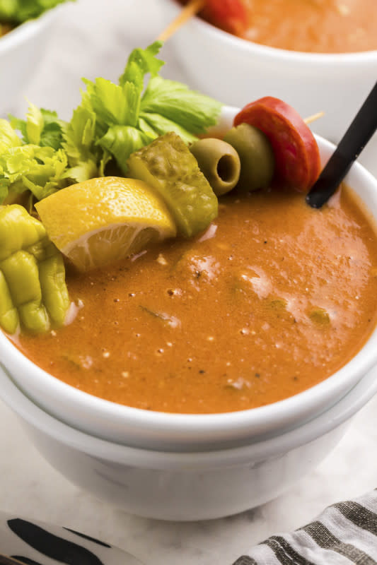 <p>The Magical Slow Cooker</p><p>A tomato based soup with all the codiments of a bloody mary cocktail mixed in!</p><p><strong>Get the Recipe: <a href="https://www.themagicalslowcooker.com/slow-cooker-bloody-mary-soup/" rel="nofollow noopener" target="_blank" data-ylk="slk:Crock Pot Bloody Mary Soup;elm:context_link;itc:0;sec:content-canvas" class="link rapid-noclick-resp">Crock Pot Bloody Mary Soup</a></strong></p>