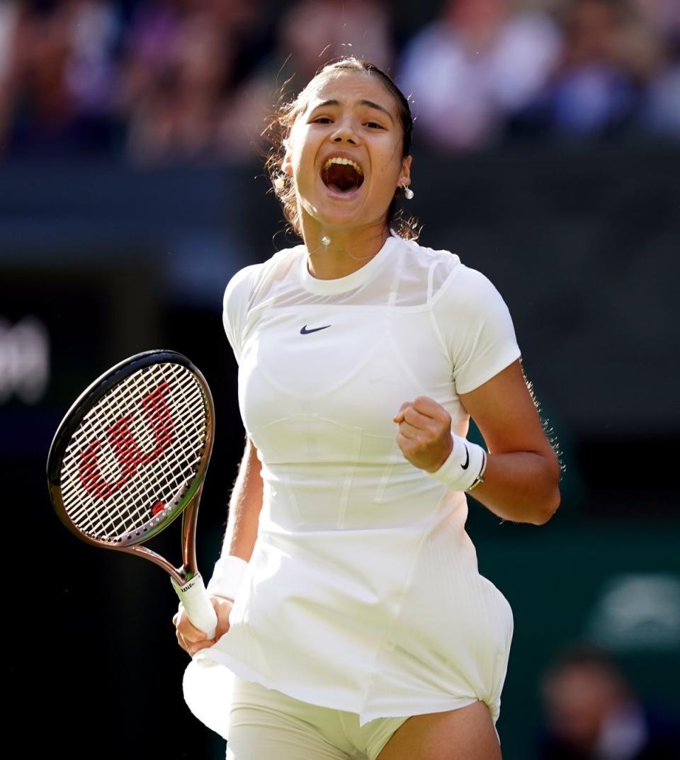 Emma Raducanu celebrates victory over Alison Van Uytvanck (Adam Davy/PA) (PA Wire)