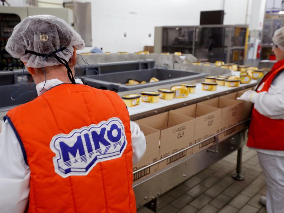 Workers at Miko Carte d’Or, part of Unilever, in Saint-Dizier, FranceReuters