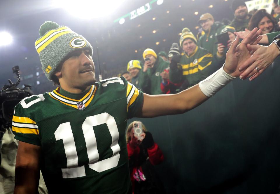 Jordan Love is feeling the love from Green Bay Packers fans after leading the team to the playoffs in his first year as the starter.