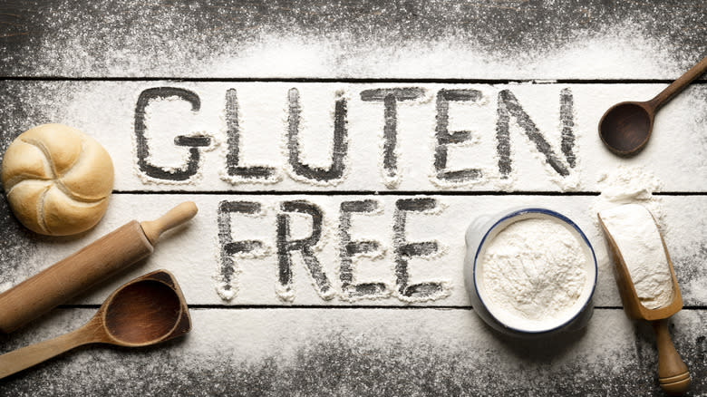 Gluten free written in flour