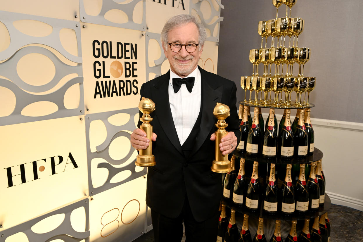 Steven Spielberg was a big winner at the Golden Globes 2023, scooping a pair of awards for The Fabelmans. (Getty/ Moët and Chandon)