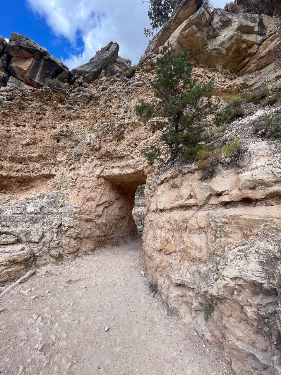 A view of a hike into the Grand Canyon.