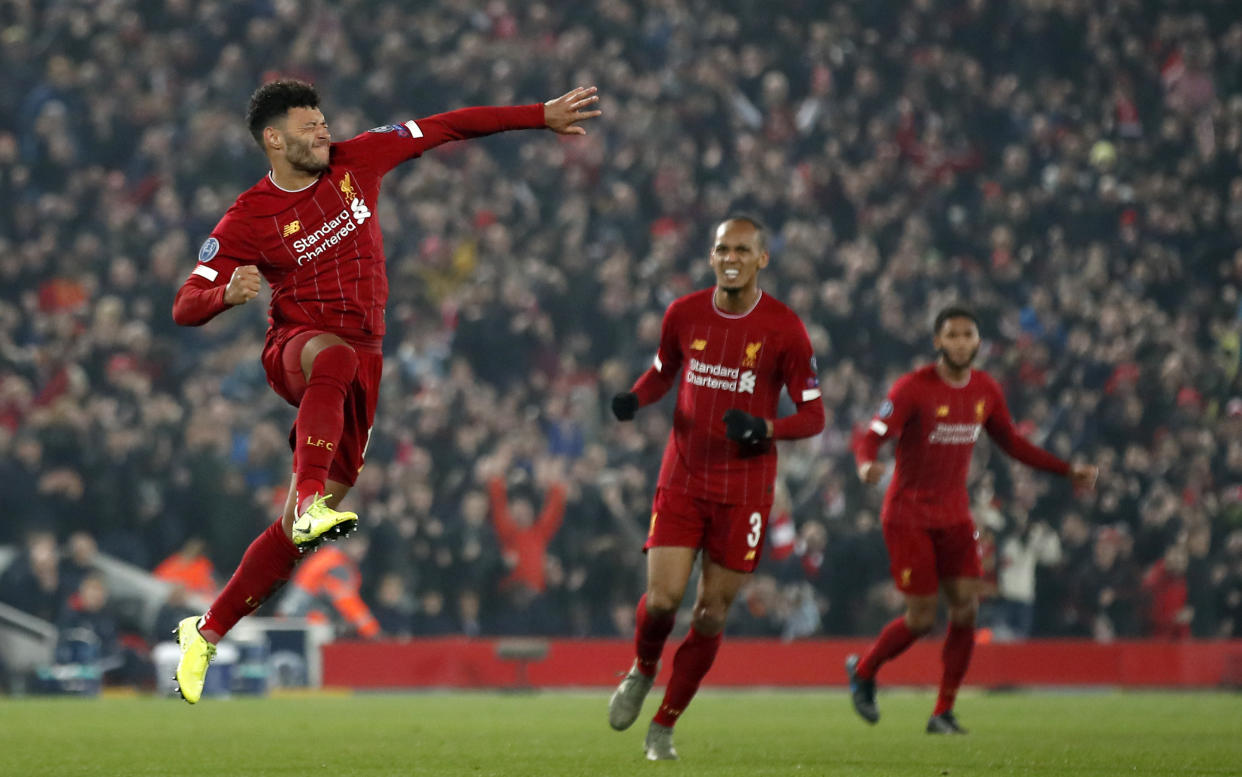 Liverpool's Alex Oxlade-Chamberlain celebrates scoring his side's second goal of the game against Genk . (Photo by  Martin Rickett/EMPICS/PA Images via Getty Images)