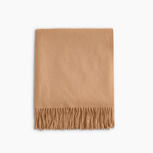 folded tan quince cashmere throw blanket