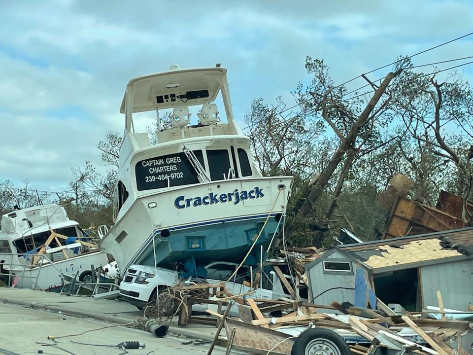 The aftermath of Hurricane Ian in Fort Myers Beach.