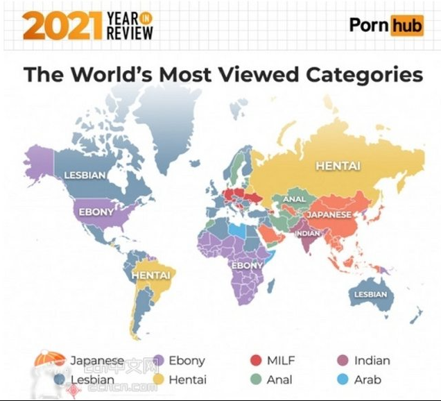Pornhub網站公布的全球分布圖。（圖／翻攝自PTT）